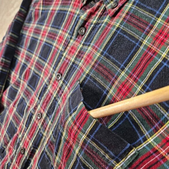 L.L.Bean Flannel Shirt Multicolor Plaid Button-Down Long Sleeve Pocket Men's XL - Picture 9 of 11